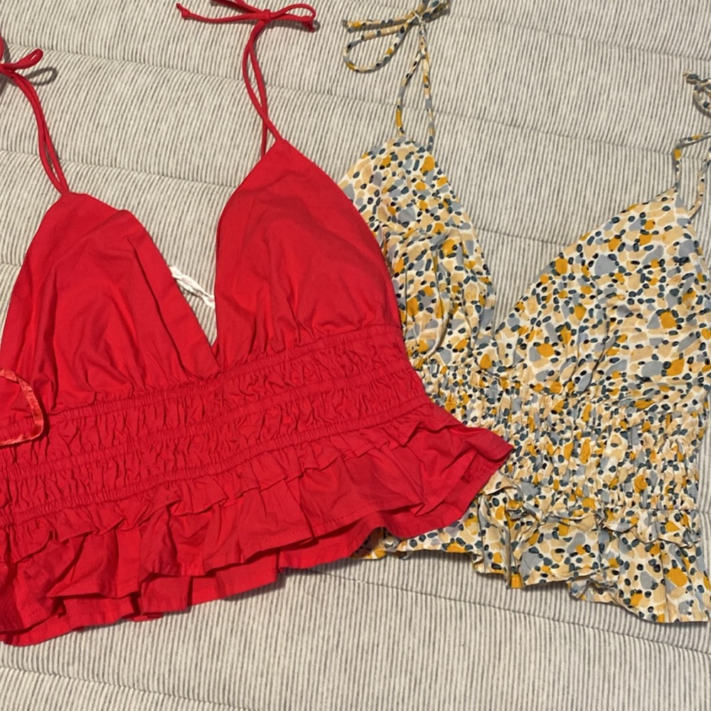 Nordstroms Sim & Sam Cotton Smocked Crop Cami Tank Halter Urban Outfitters Zara